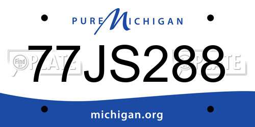 77JS288 Michigan License Plate