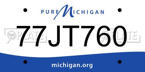 77JT760 Michigan License Plate