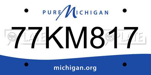 77KM817 Michigan License Plate