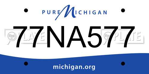 77NA577 Michigan License Plate