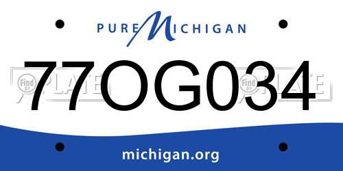 77OG034 Michigan License Plate