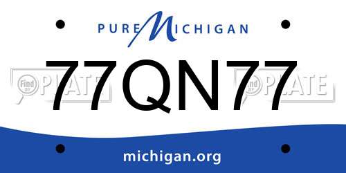 77QN77 Michigan License Plate
