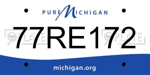 77RE172 Michigan License Plate