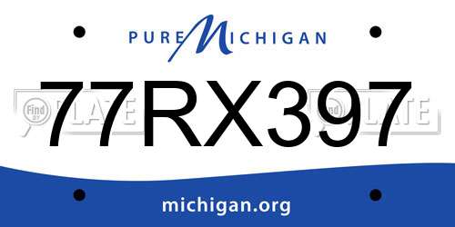 77RX397 Michigan License Plate