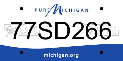 77SD266 Michigan License Plate