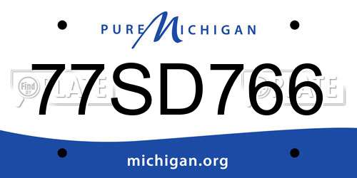 77SD766 Michigan License Plate