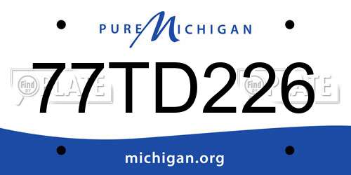 77TD226 Michigan License Plate