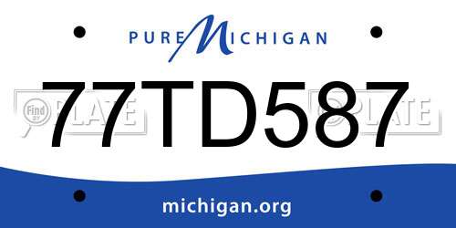 77TD587 Michigan License Plate