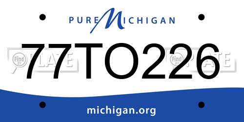 77TO226 Michigan License Plate