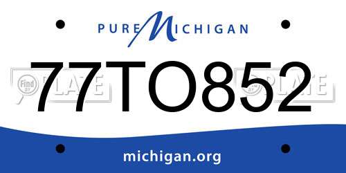 77TO852 Michigan License Plate