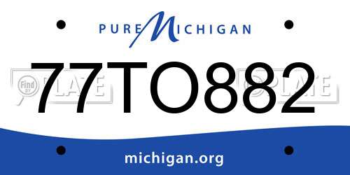 77TO882 Michigan License Plate