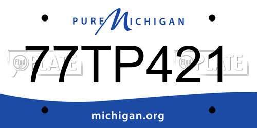 77TP421 Michigan License Plate