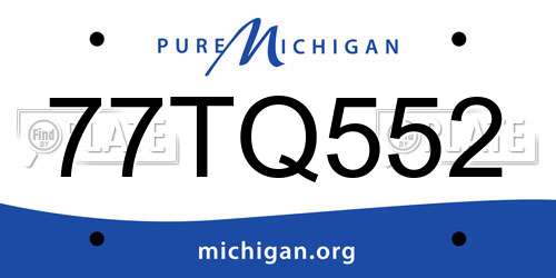 77TQ552 Michigan License Plate