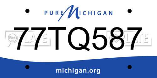 77TQ587 Michigan License Plate