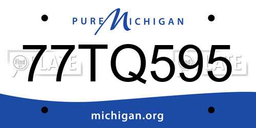 77TQ595 Michigan License Plate