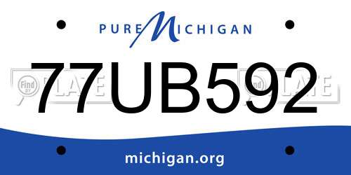 77UB592 Michigan License Plate