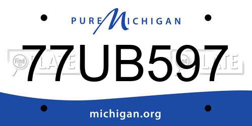 77UB597 Michigan License Plate