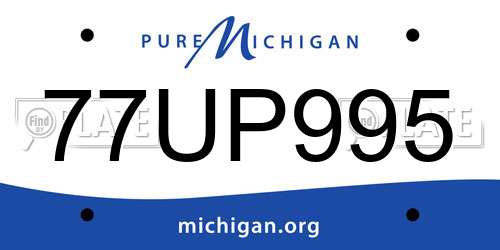 77UP995 Michigan License Plate