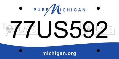 77US592 Michigan License Plate