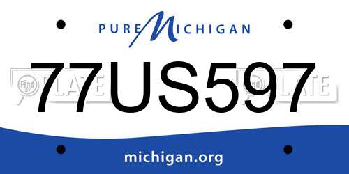 77US597 Michigan License Plate