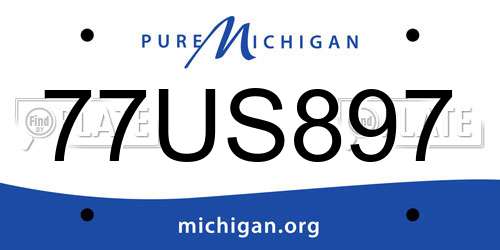 77US897 Michigan License Plate