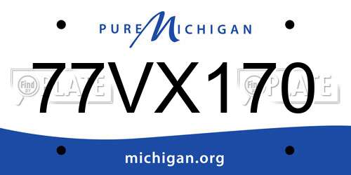 77VX170 Michigan License Plate