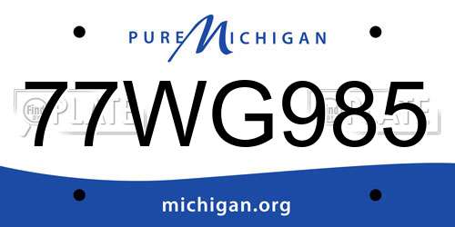 77WG985 Michigan License Plate