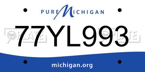 77YL993 Michigan License Plate