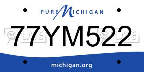 77YM522 Michigan License Plate