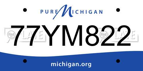 77YM822 Michigan License Plate