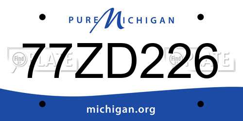 77ZD226 Michigan License Plate