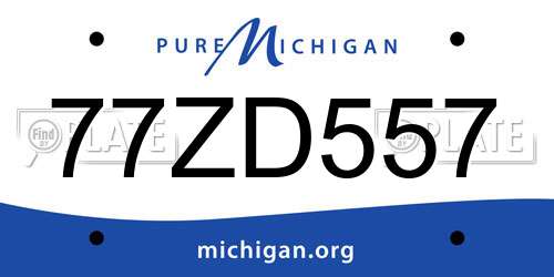77ZD557 Michigan License Plate