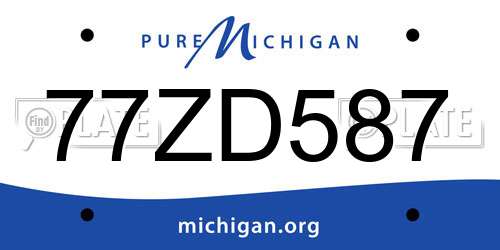 77ZD587 Michigan License Plate