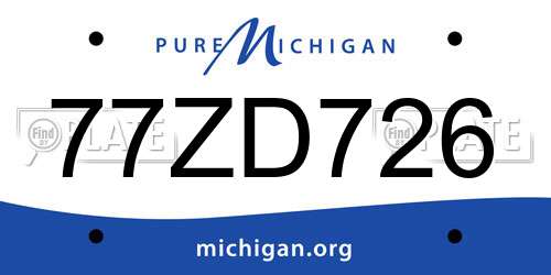 77ZD726 Michigan License Plate