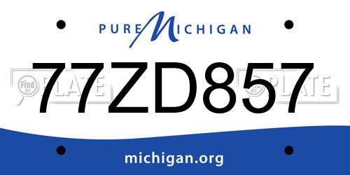 77ZD857 Michigan License Plate