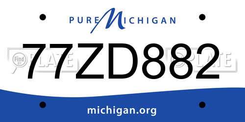 77ZD882 Michigan License Plate