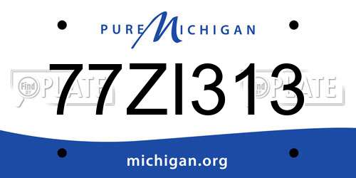 77ZI313 Michigan License Plate