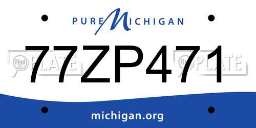 77ZP471 Michigan License Plate