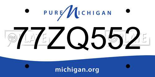 77ZQ552 Michigan License Plate