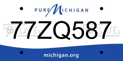 77ZQ587 Michigan License Plate