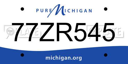 77ZR545 Michigan License Plate
