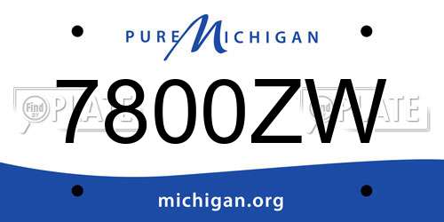 7800ZW Michigan License Plate