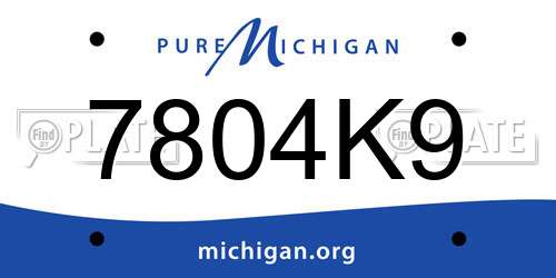 7804K9 Michigan License Plate