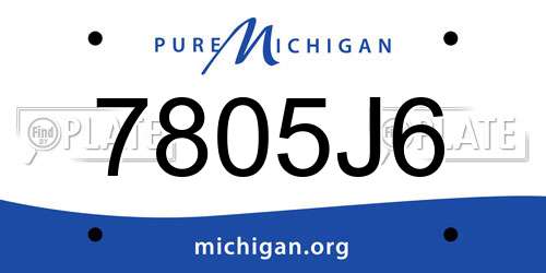 7805J6 Michigan License Plate