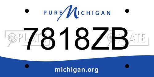 7818ZB Michigan License Plate