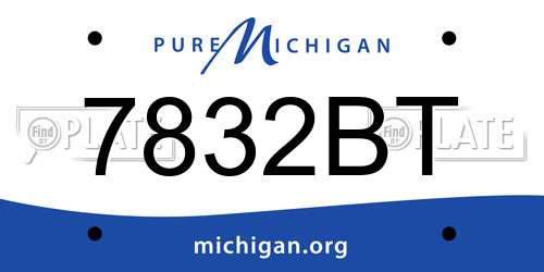 7832BT Michigan License Plate