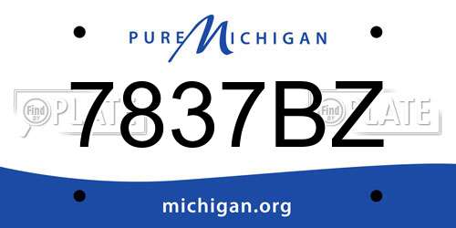 7837BZ Michigan License Plate