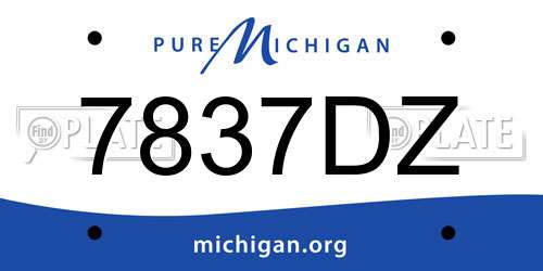 7837DZ Michigan License Plate