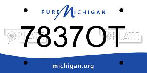 7837OT Michigan License Plate
