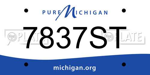 7837ST Michigan License Plate